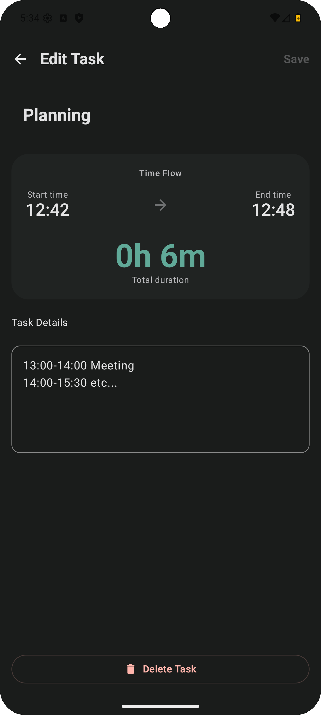 Minimal timer screen